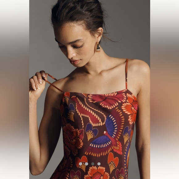 Farm Rio x Anthropologie NWT Sleeveless Cowl-Neck Slip MIDI dress size S. - Picture 4 of 7